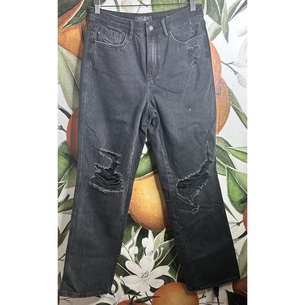 Judy Blue High Waist Rigid Magic 90s Distressed Straight Leg Jeans Women Sz 7/28